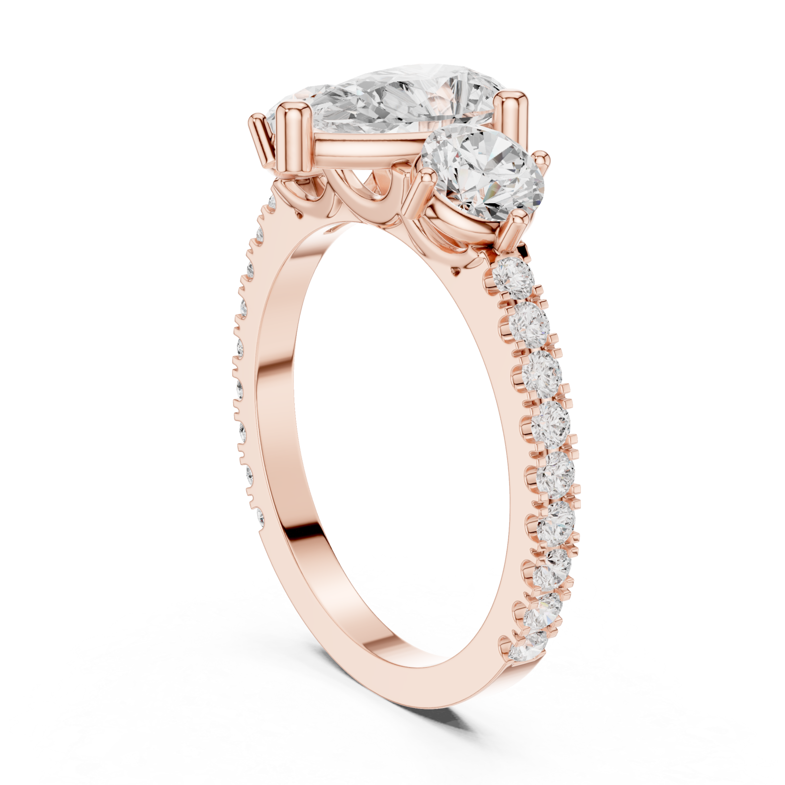  Rose Gold Serenade of Light Marquise Trio Ring Left View