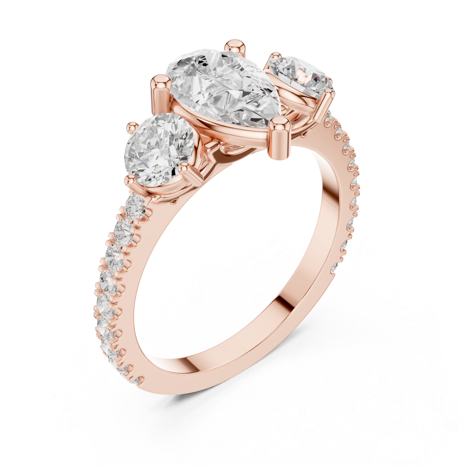  Rose Gold Serenade of Light Marquise Trio Ring Right View