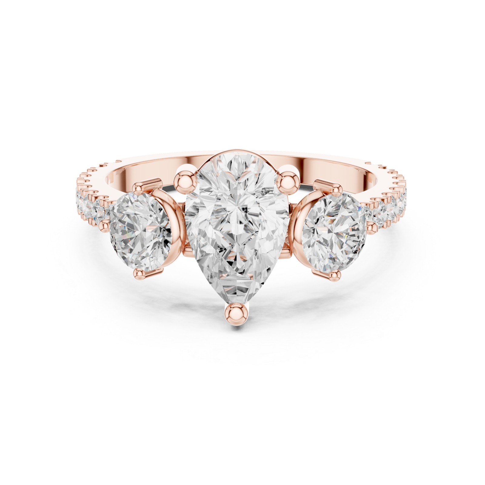  Rose Gold Serenade of Light Marquise Trio Ring Front View