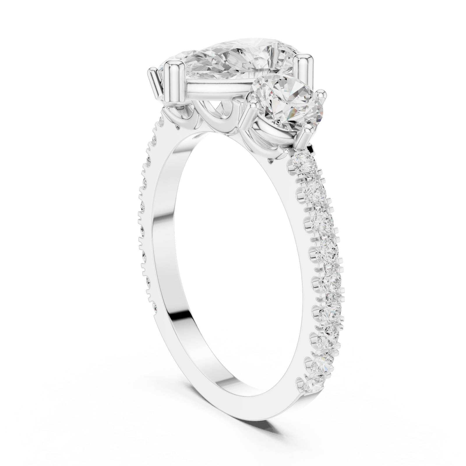  White Gold Serenade of Light Marquise Trio Ring Left View