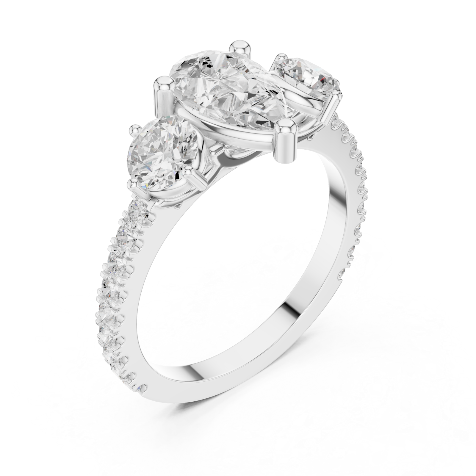  White Gold Serenade of Light Marquise Trio Ring Right View