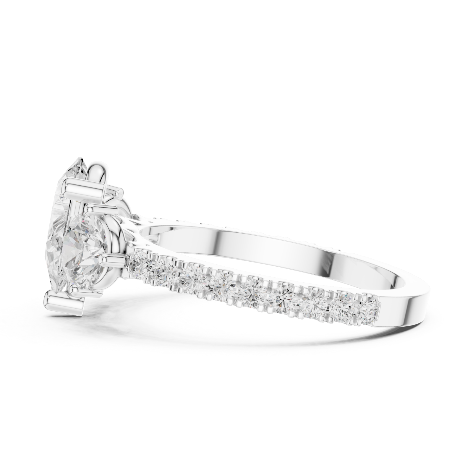  White Gold Serenade of Light Marquise Trio Ring Side View