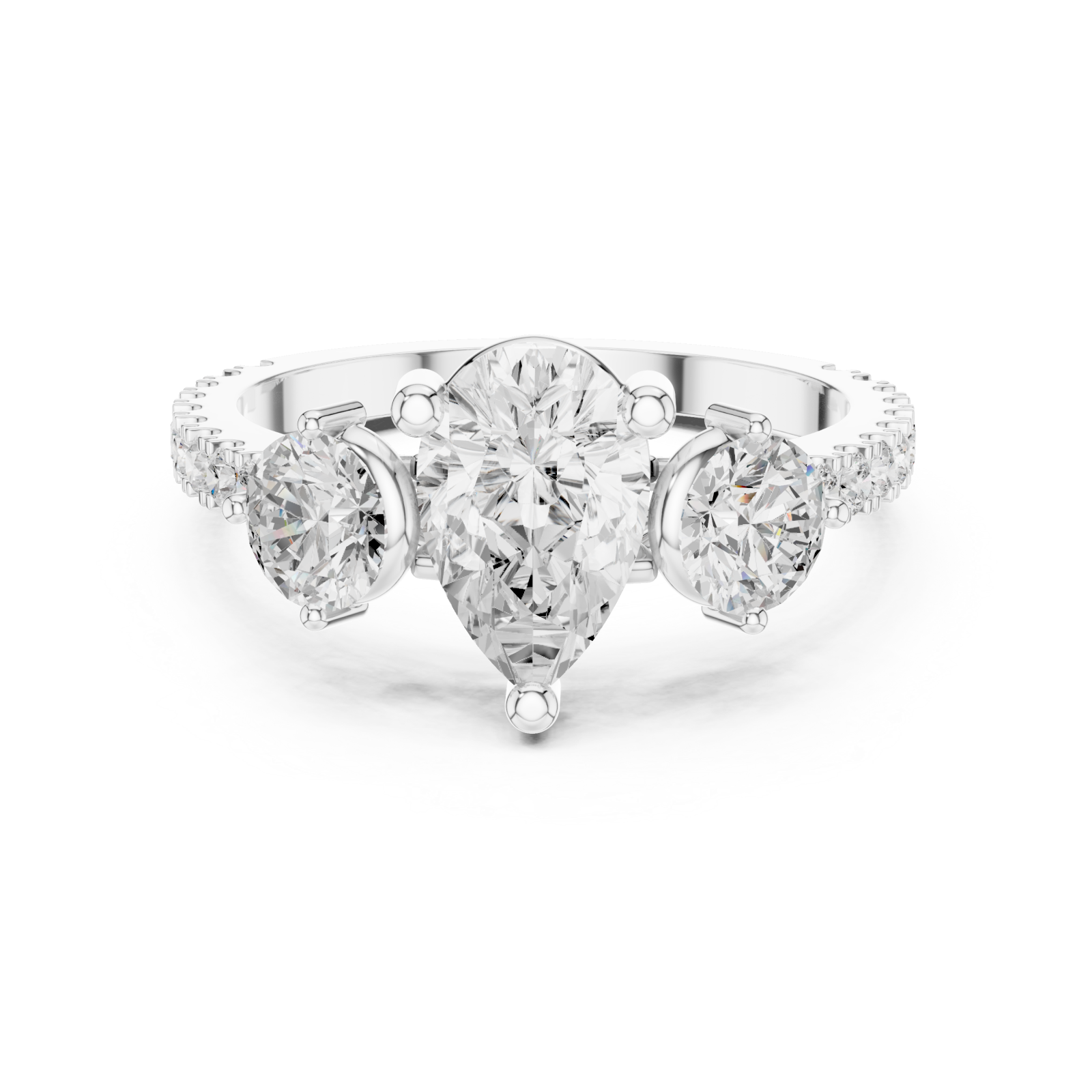  White Gold Serenade of Light Marquise Trio Ring Front View