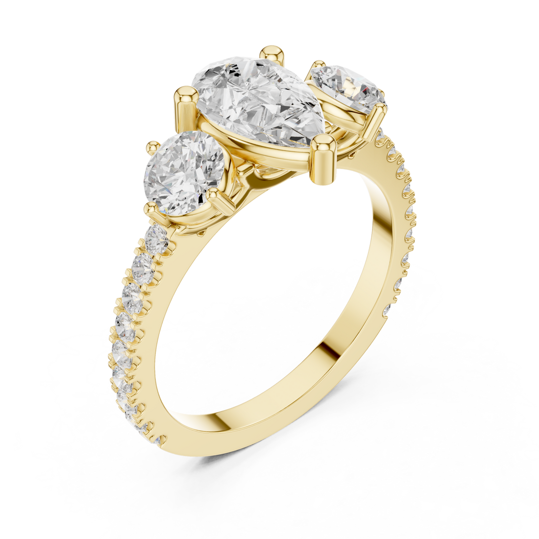 Gold Serenade of Light Marquise Trio Ring Right View