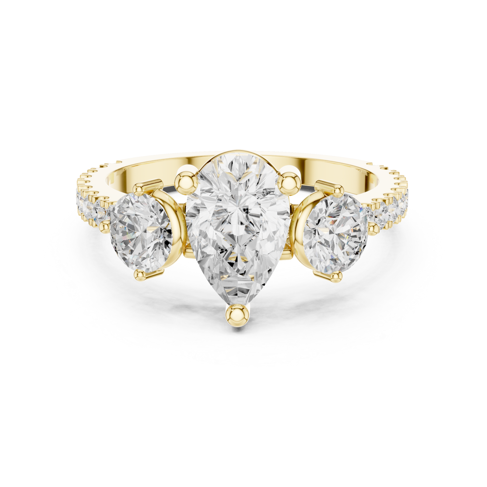  Gold Serenade of Light Marquise Trio Ring Front View