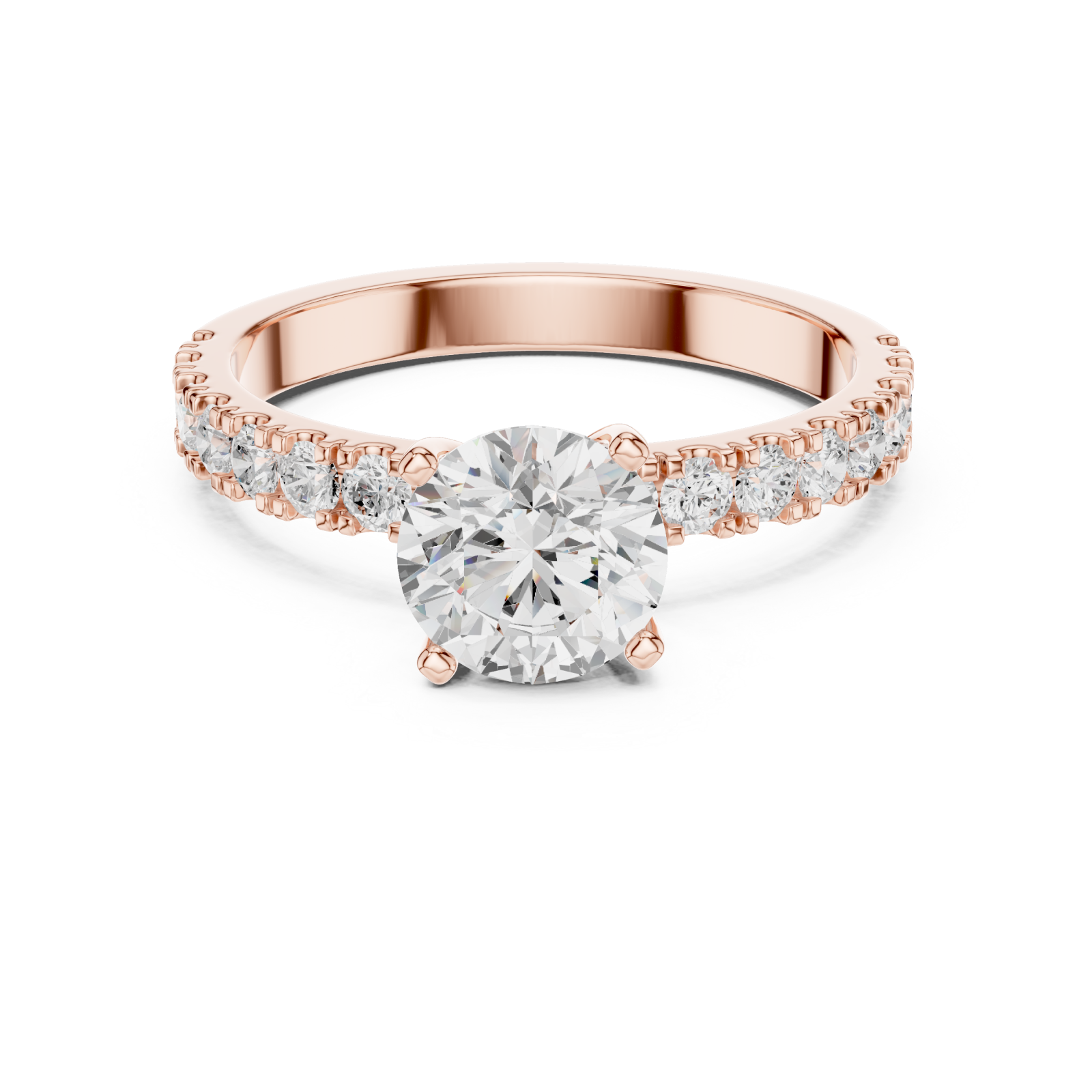 Rose Gold Luminous Whisper Sculpted Band Ring Front View