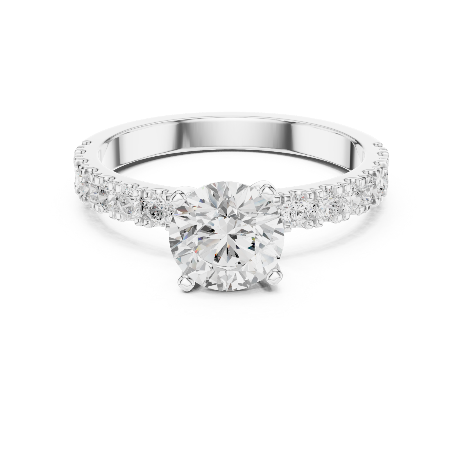  White Gold Luminous Whisper Sculpted Band Ring Front View