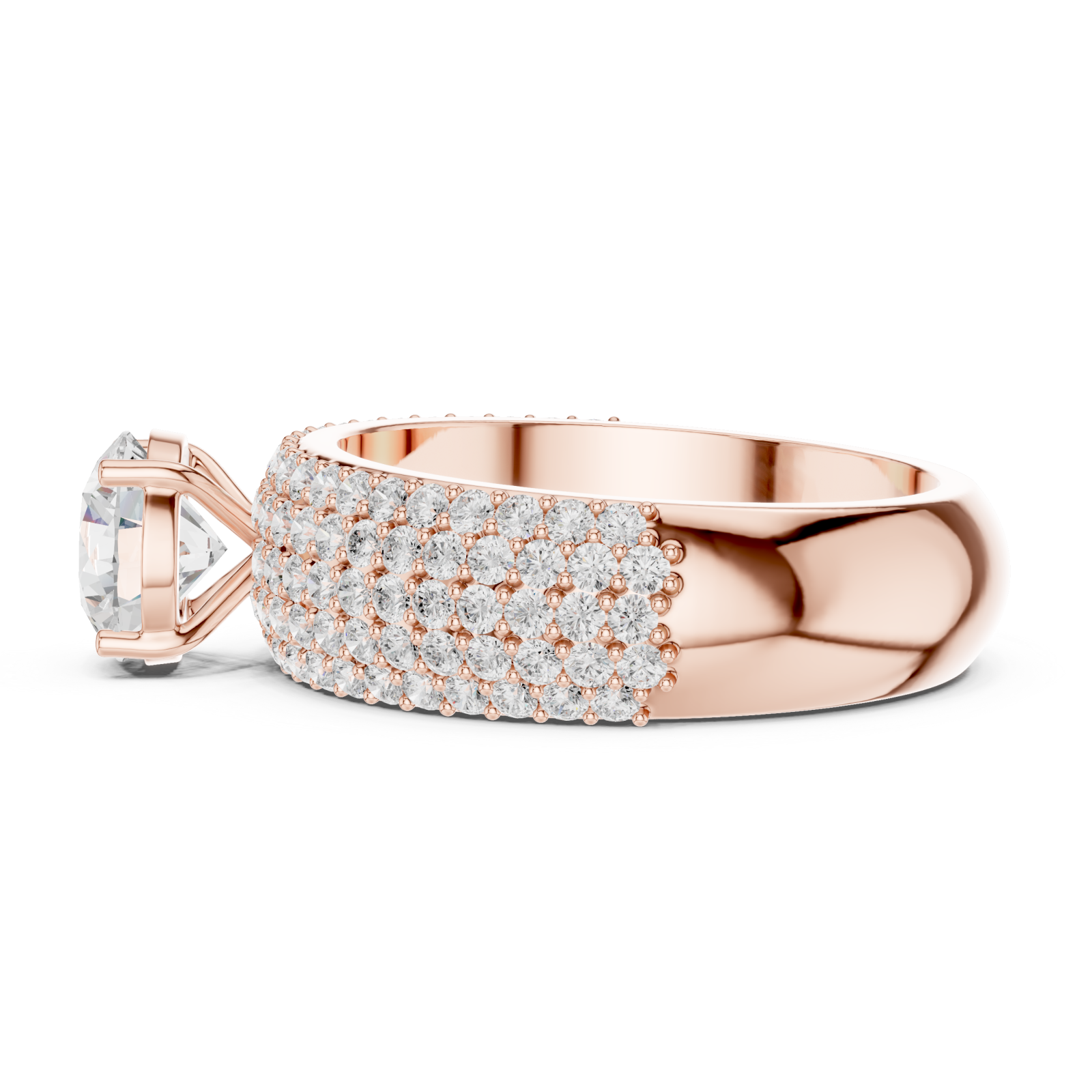  Rose Gold Classic Splendor Halo Ring Side View