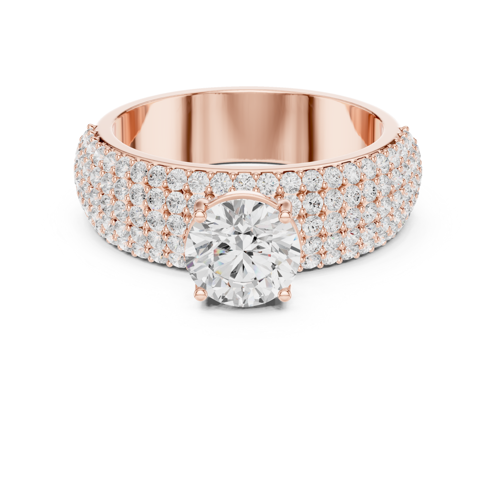  Rose Gold Classic Splendor Halo Ring Front View