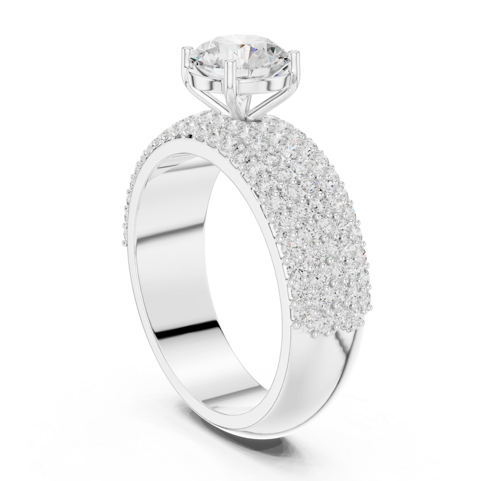 White Gold Classic Splendor Halo Ring Left View