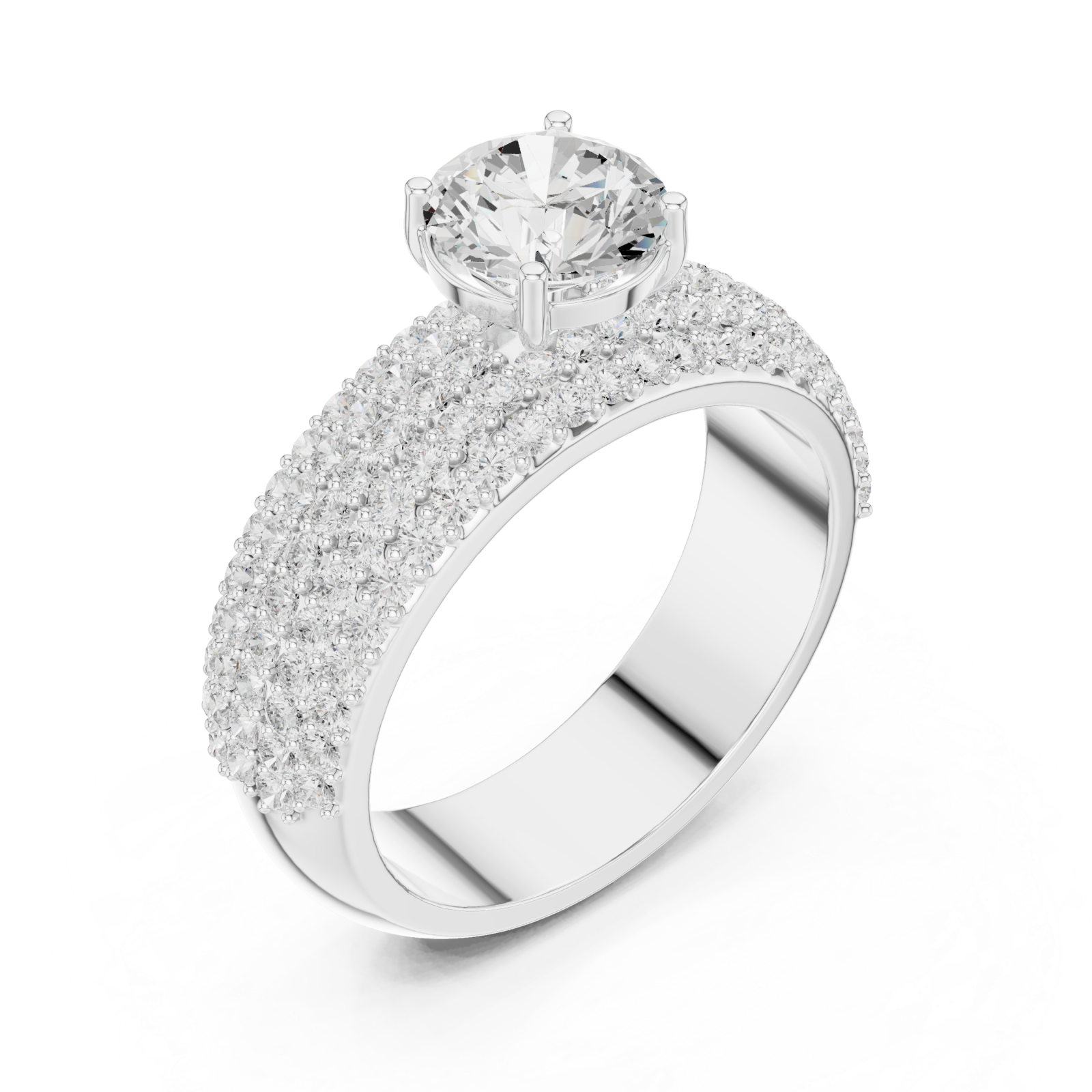  White Gold Classic Splendor Halo Ring Right View