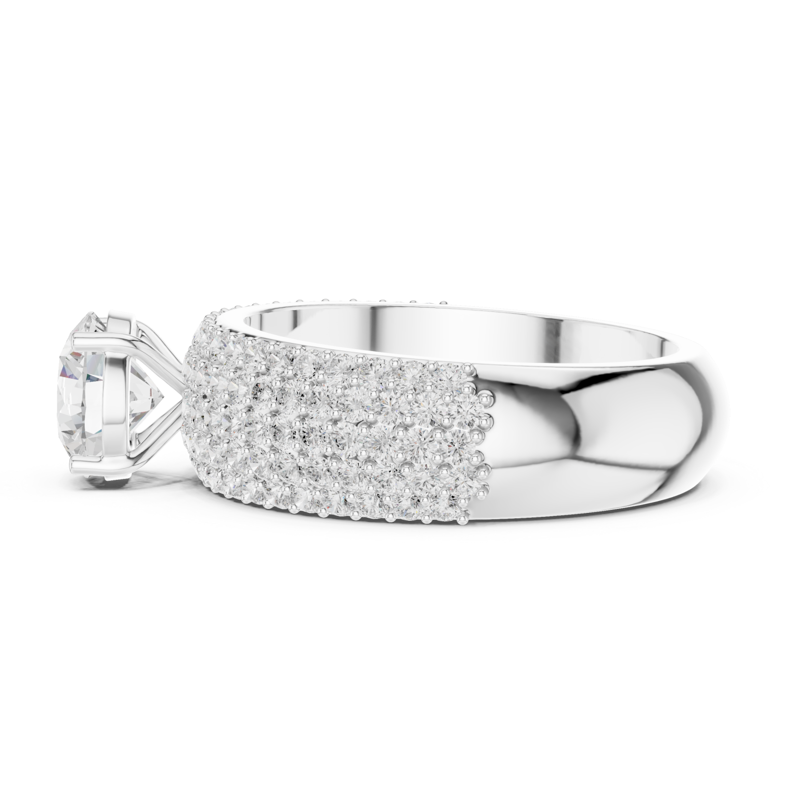  White Gold Classic Splendor Halo Ring Side View