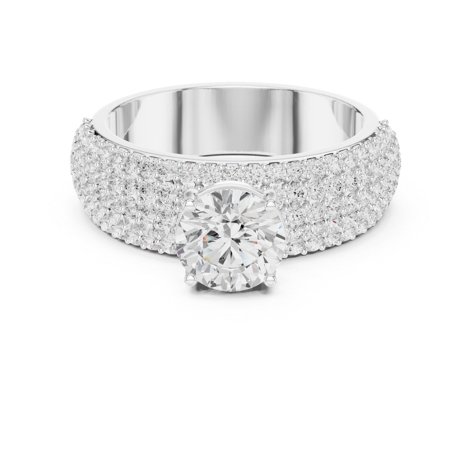  White Gold Classic Splendor Halo Ring Front View