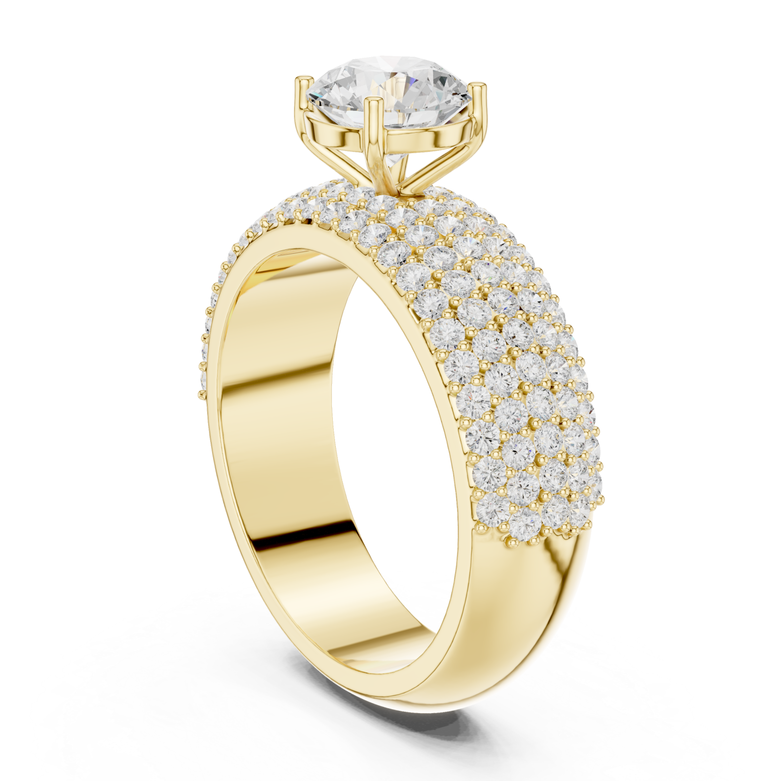  Gold Classic Splendor Halo Ring Left View
