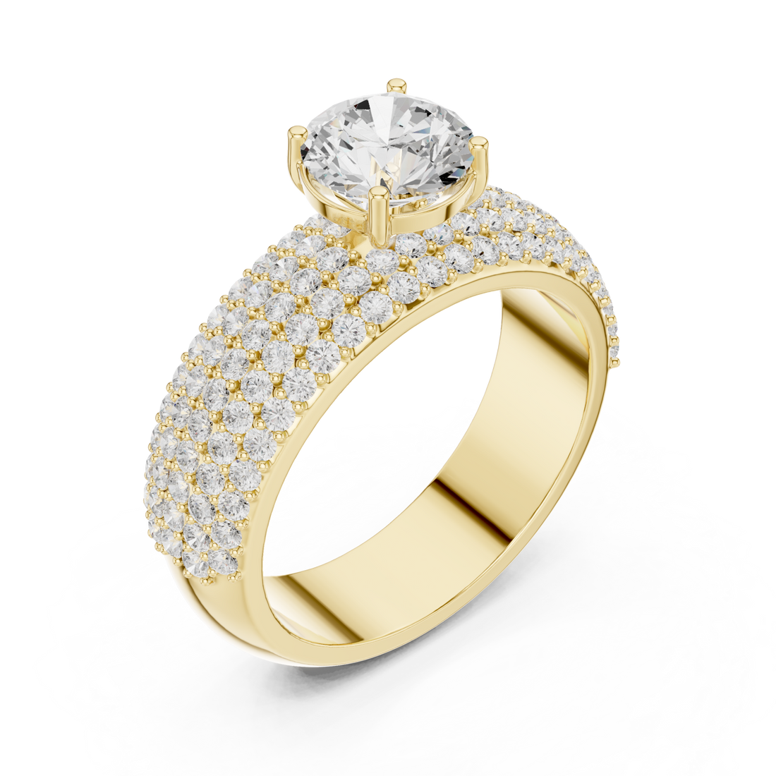 Gold Classic Splendor Halo Ring Right View