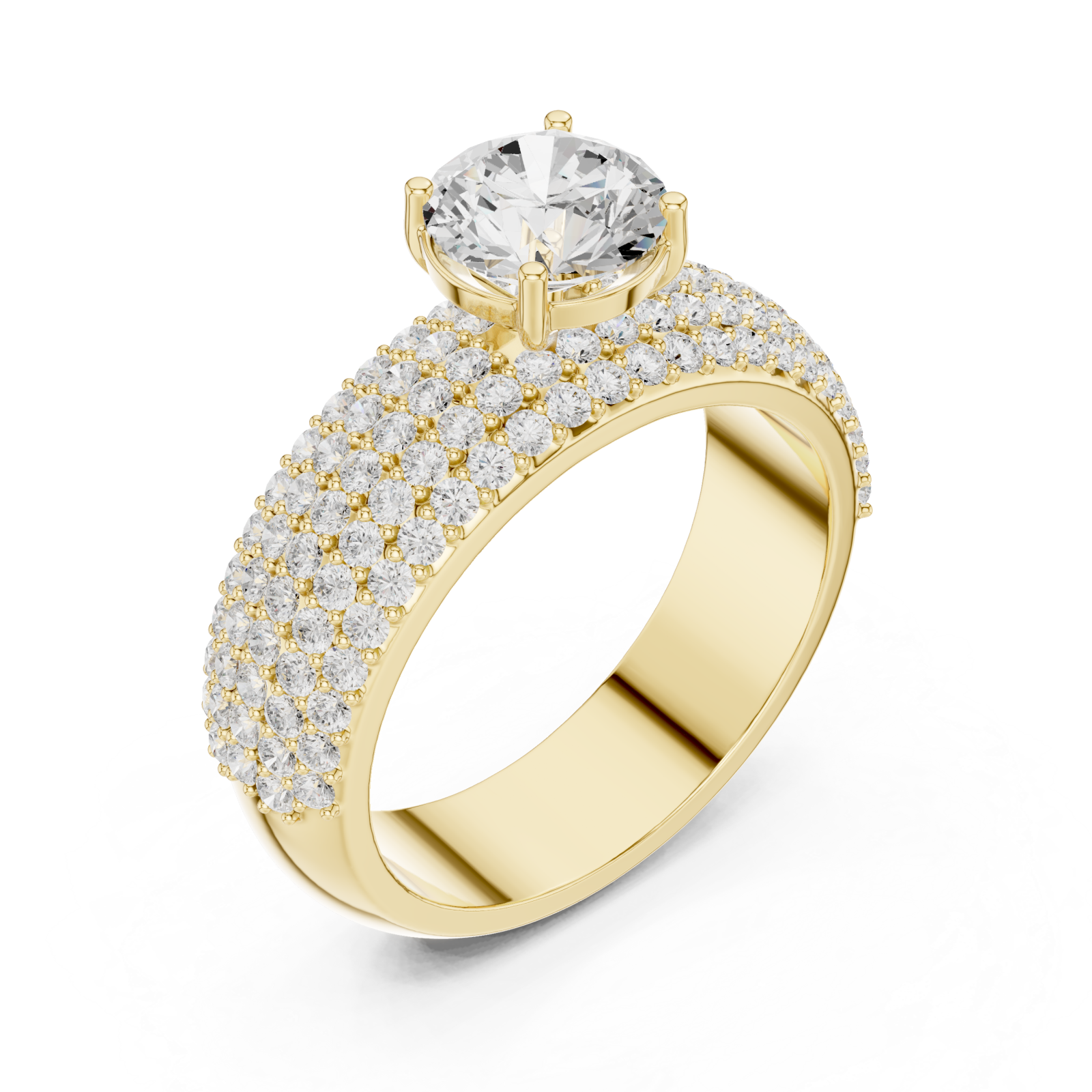Gold Classic Splendor Halo Ring Right View
