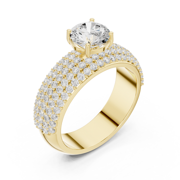 Gold Classic Splendor Halo Ring Right View