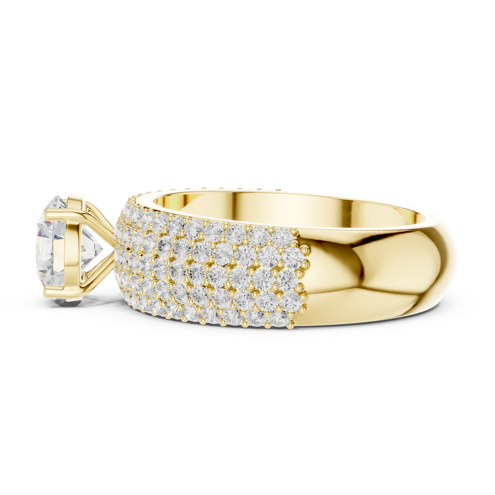  Gold Classic Splendor Halo Ring Side View