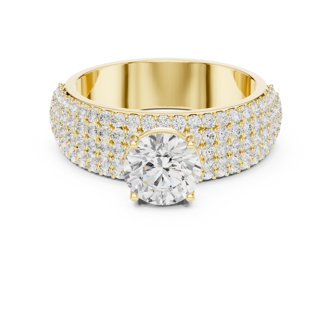 Gold Classic Splendor Halo Ring Right View