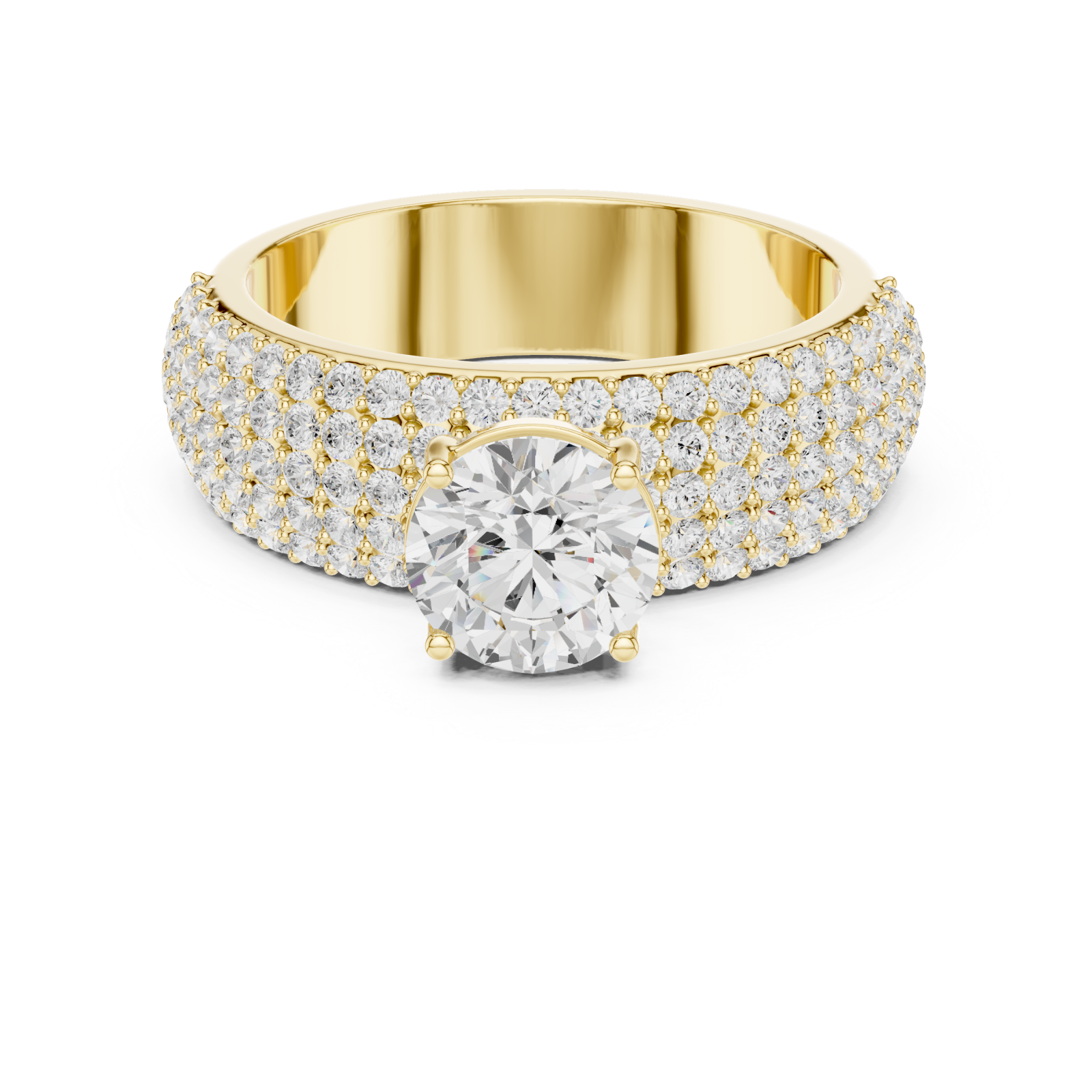  Gold Classic Splendor Halo Ring Front View