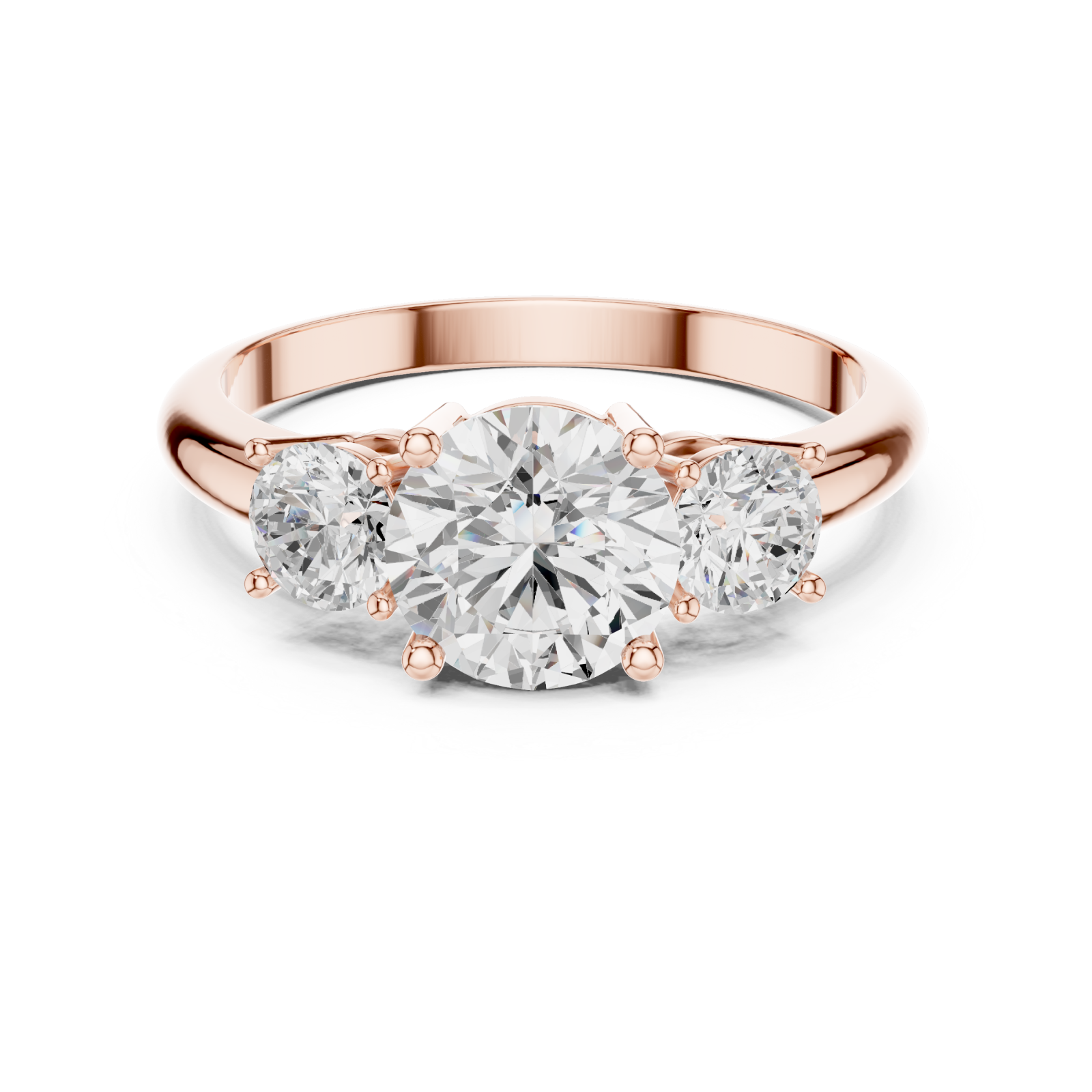  Rose Gold Radiance Trio Harmony Ring Front View