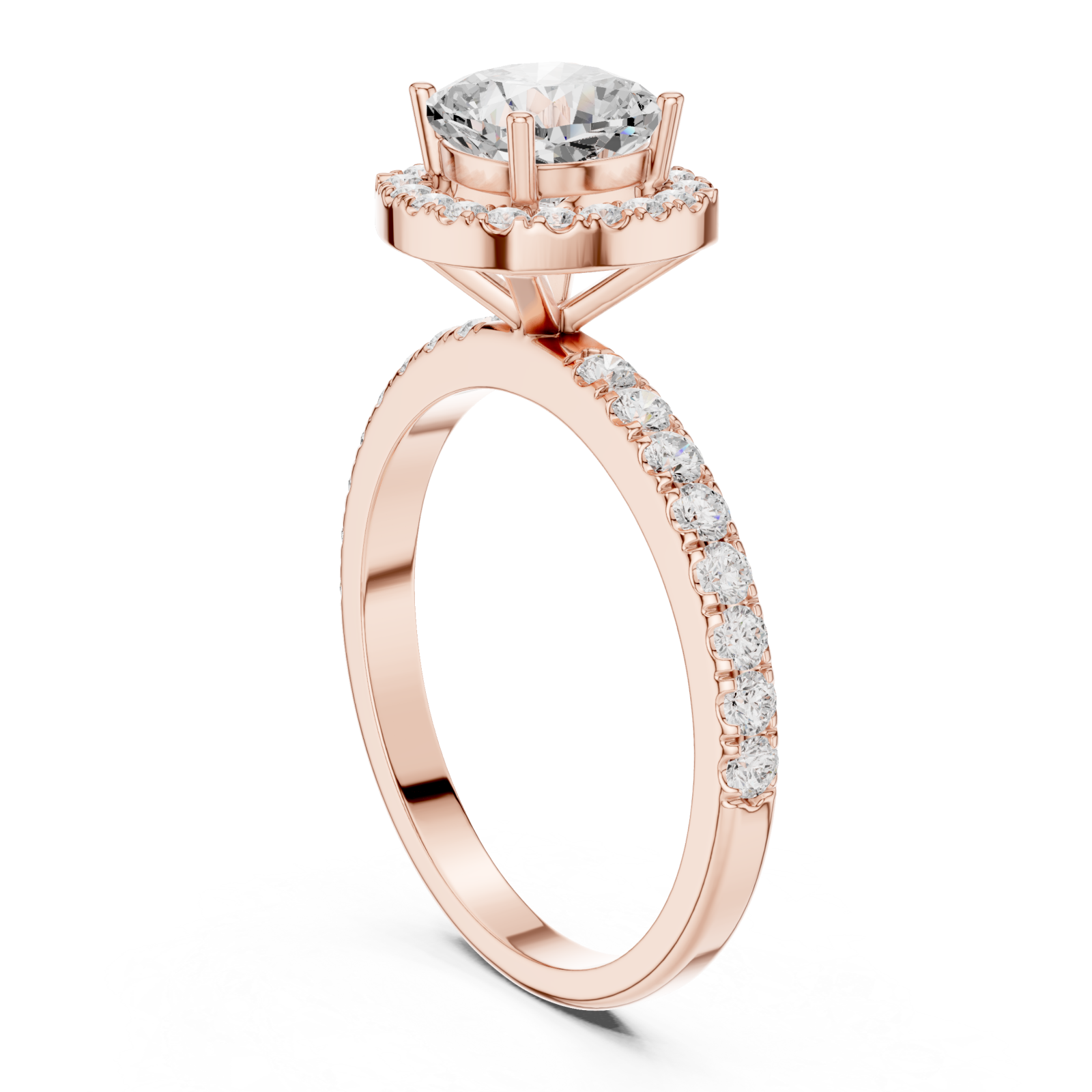  Rose Gold Celestial Grace Engagement Ring Left View
