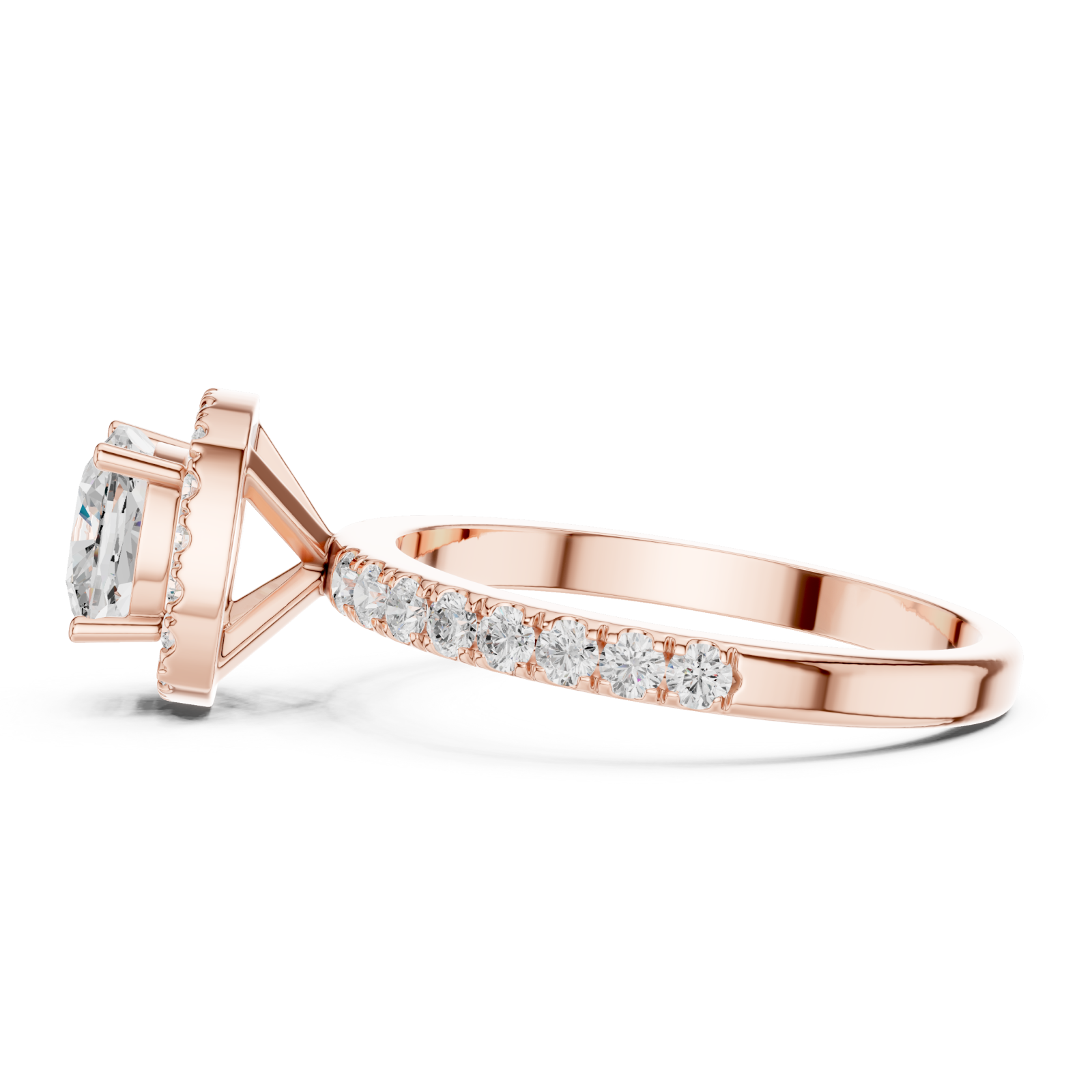  Rose Gold Celestial Grace Engagement Ring Side View