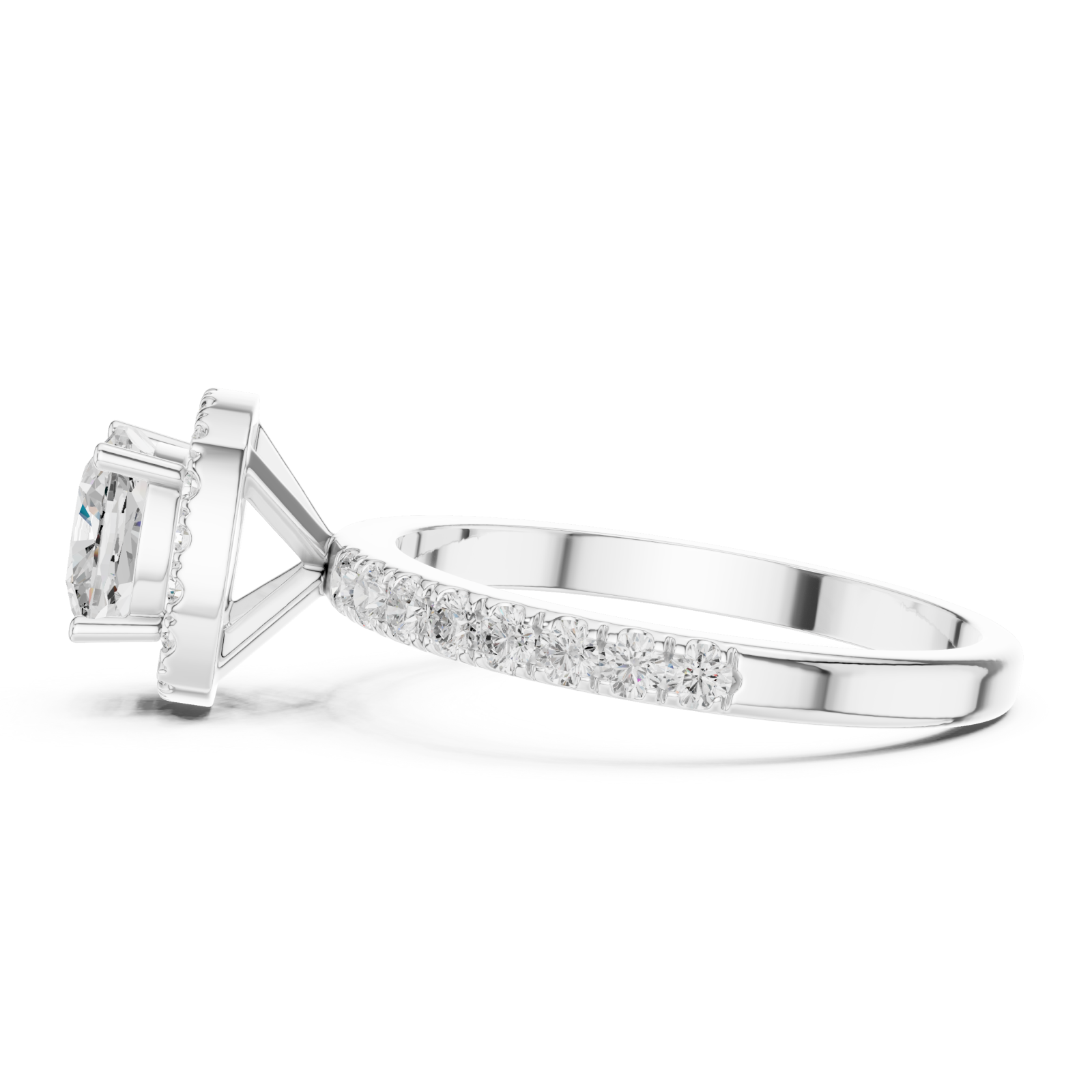  White Gold Celestial Grace Engagement Ring Side View