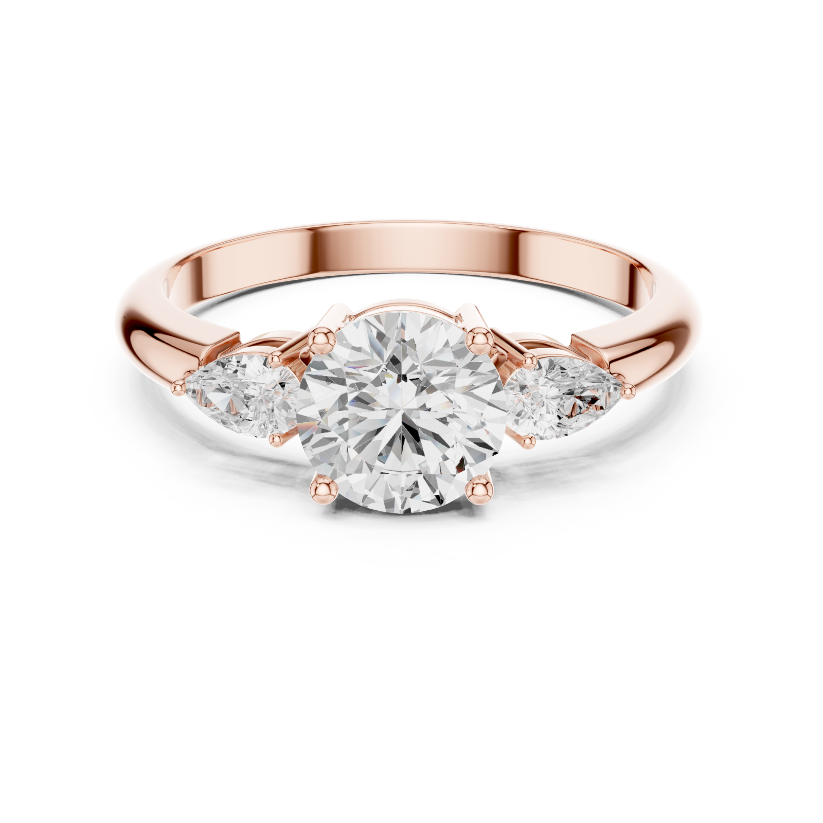  Rose Gold Twilight Embrace Trio Ring Front View