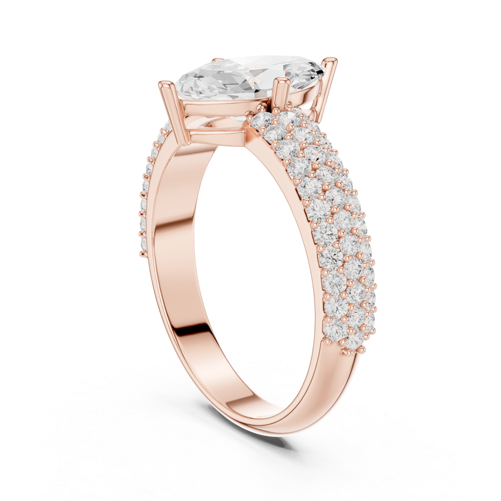  Rose Gold Marquise Crown Radiance Ring Left View