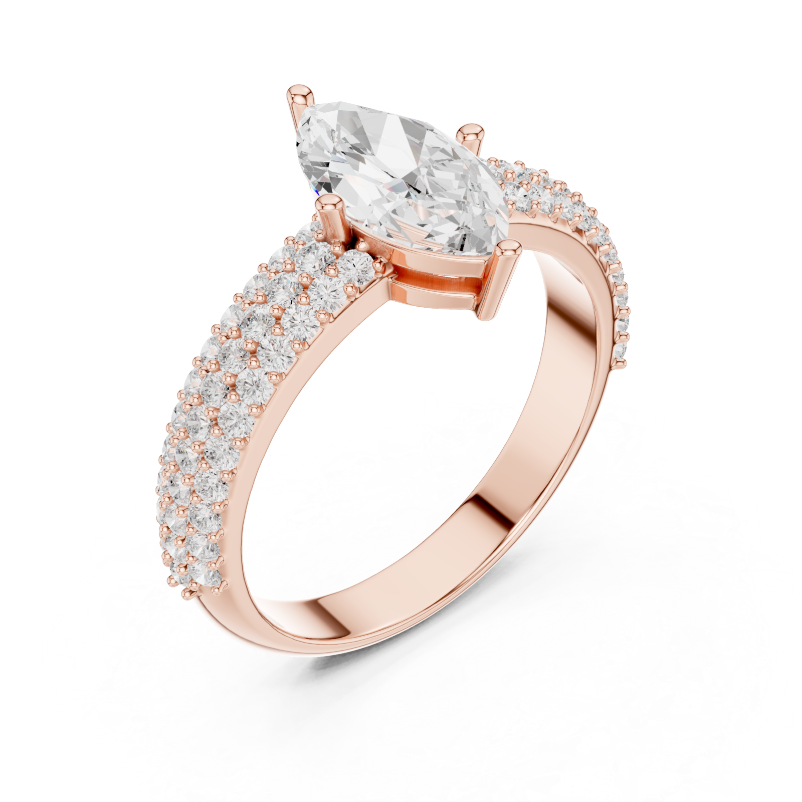  Rose Gold Marquise Crown Radiance Ring Right View