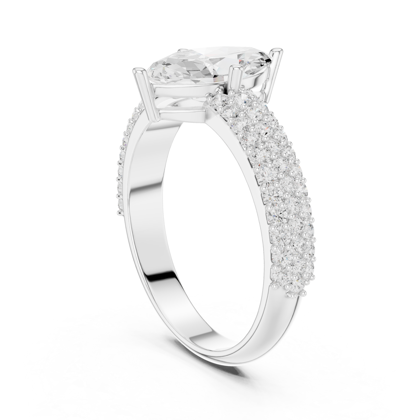  White Gold Marquise Crown Radiance Ring Left View
