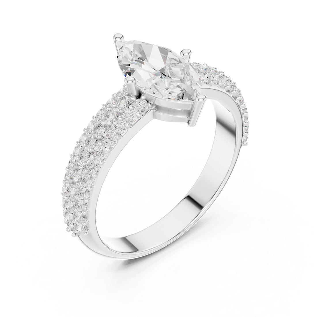  White Gold Marquise Crown Radiance Ring Right View