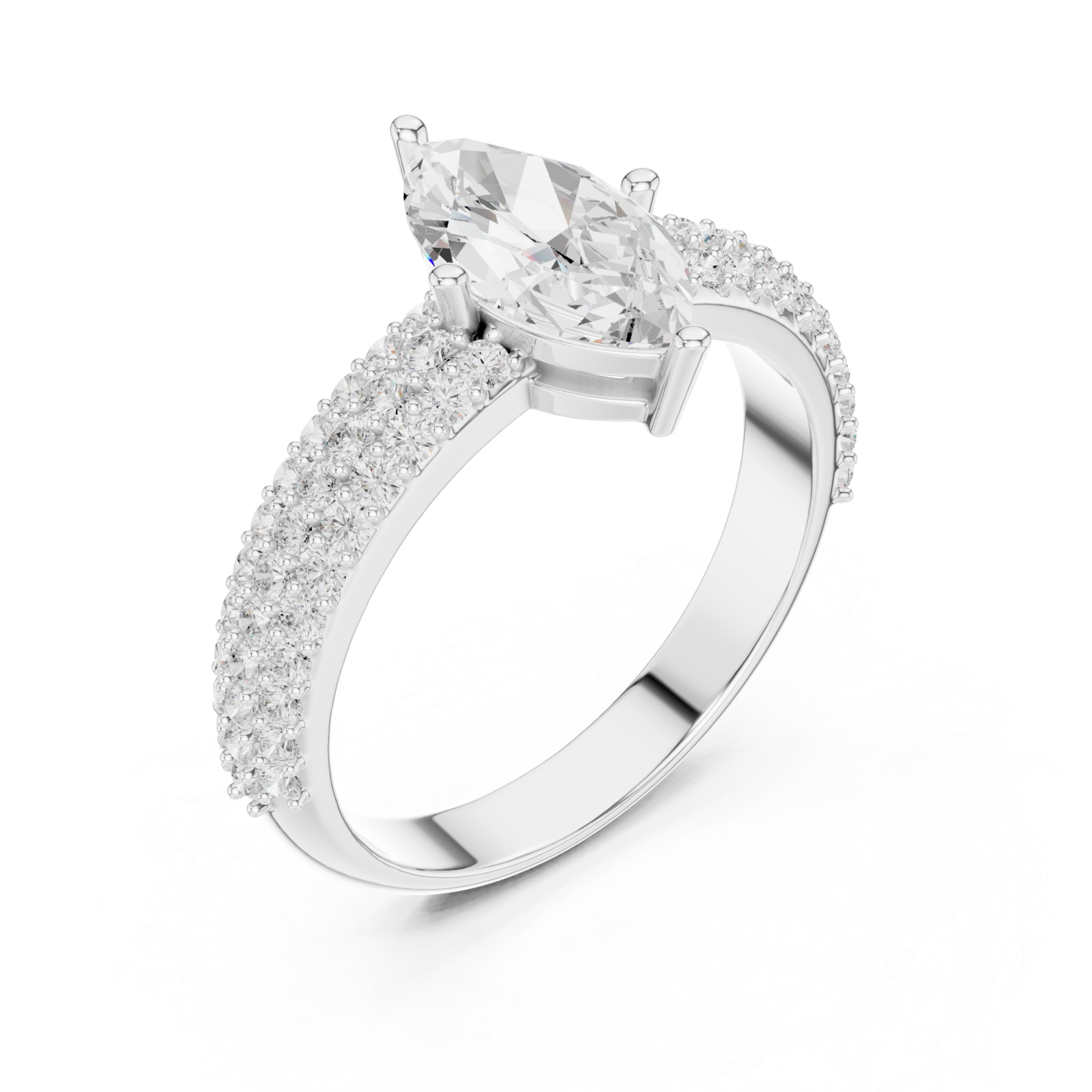  White Gold Marquise Crown Radiance Ring Right View