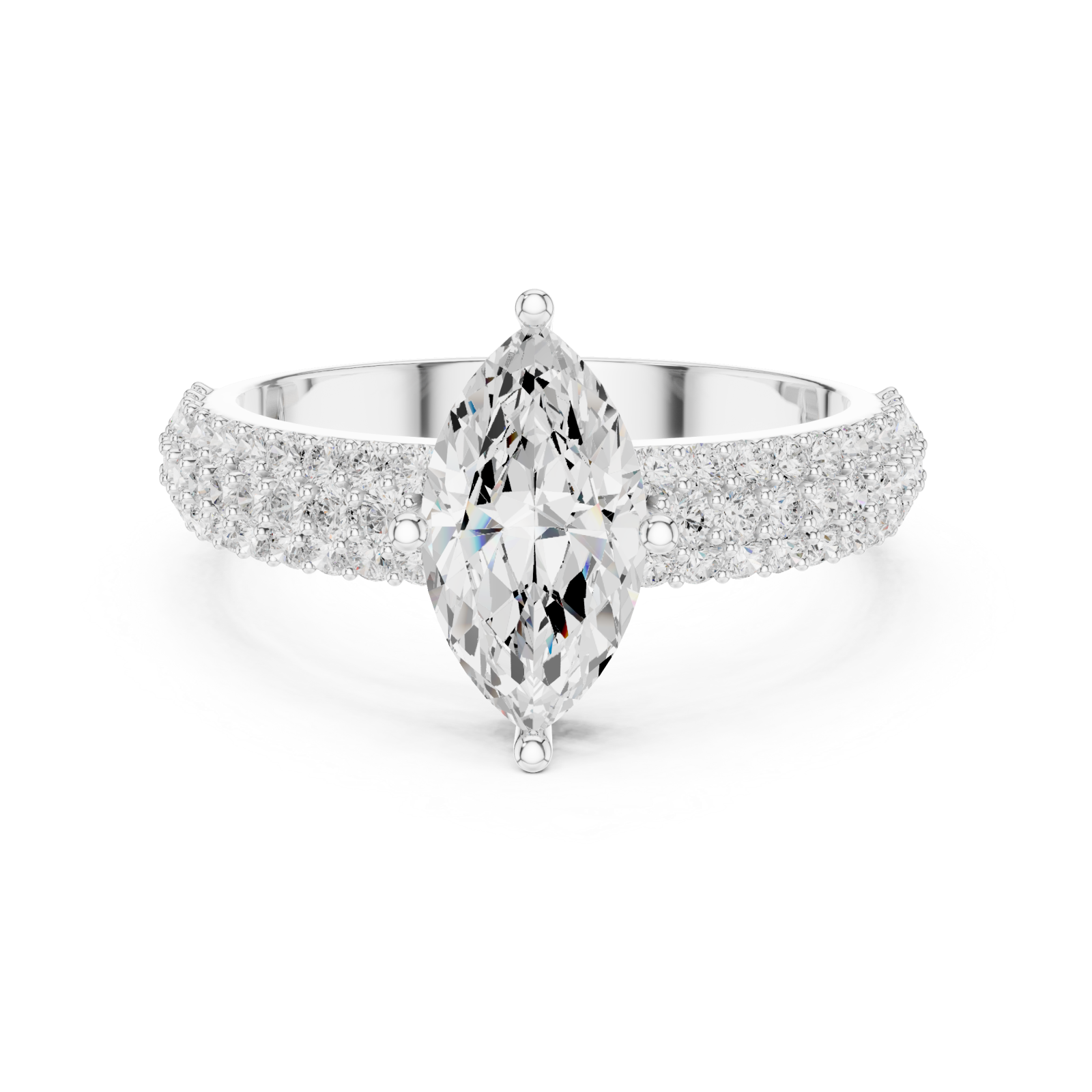  White Gold Marquise Crown Radiance Ring Front View