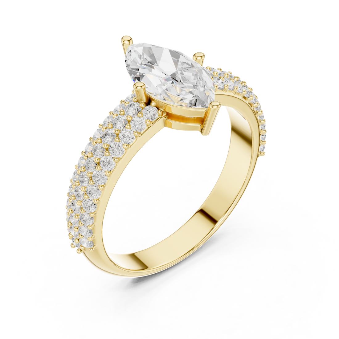 Gold Marquise Crown Radiance Ring Right View
