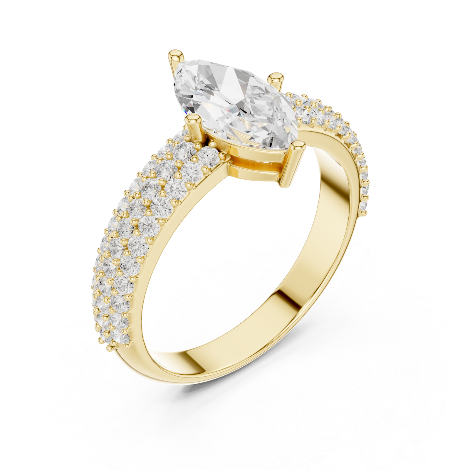 Gold Marquise Crown Radiance Ring Right View