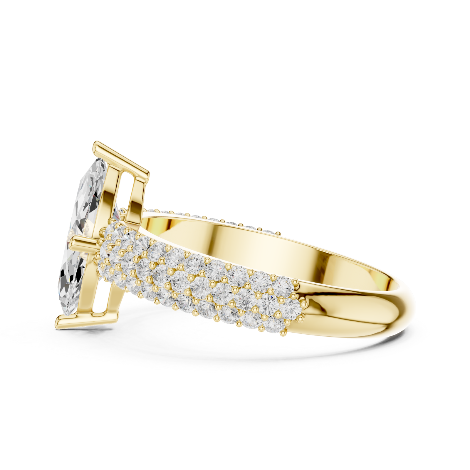 Gold Marquise Crown Radiance Ring Side View