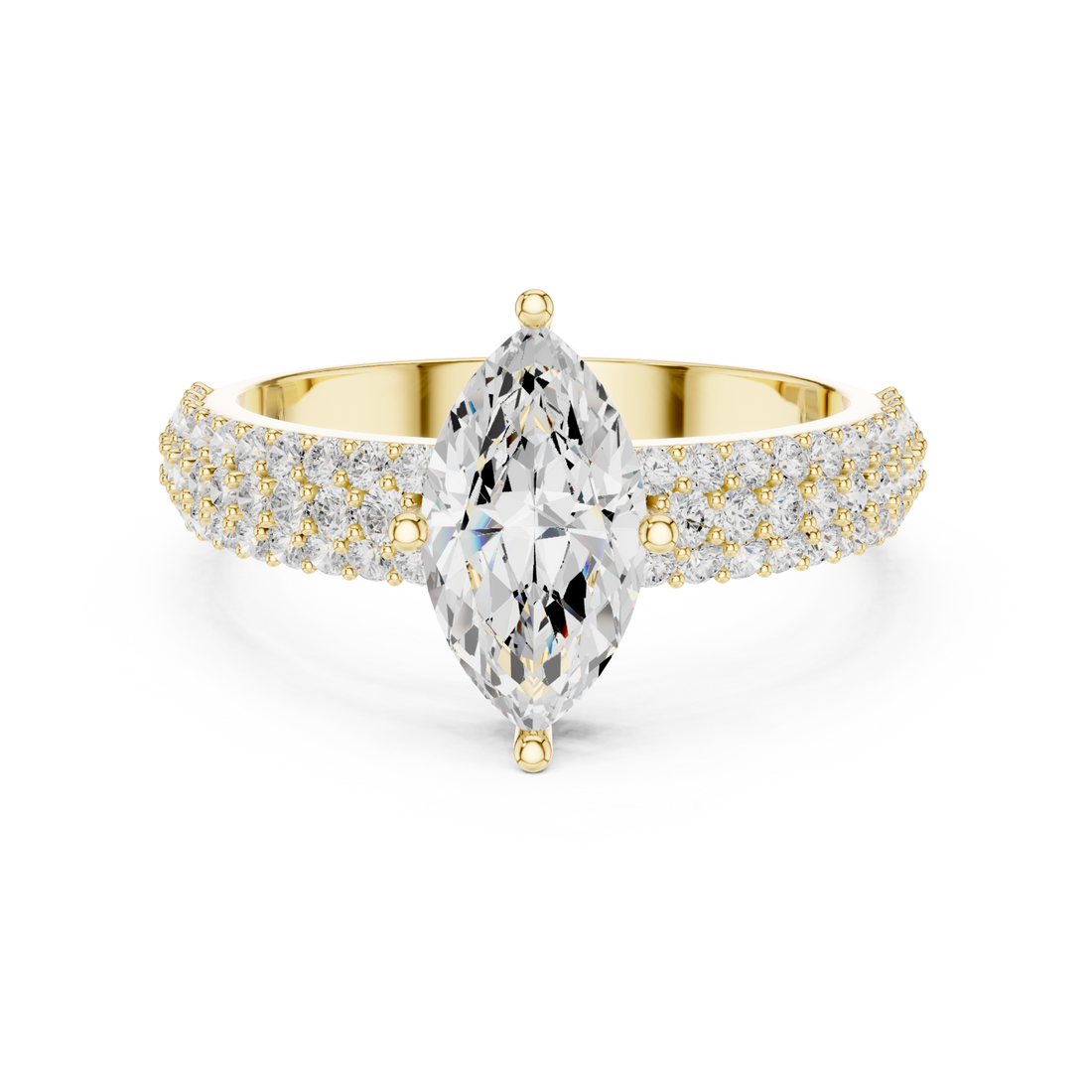 Gold Marquise Crown Radiance Ring Right View