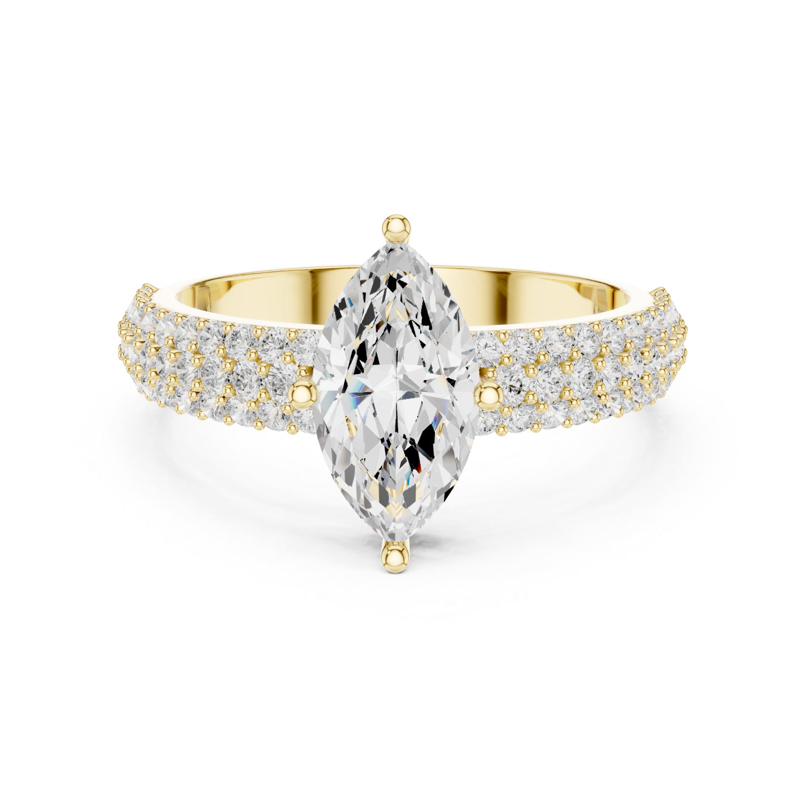  Gold Marquise Crown Radiance Ring Front View
