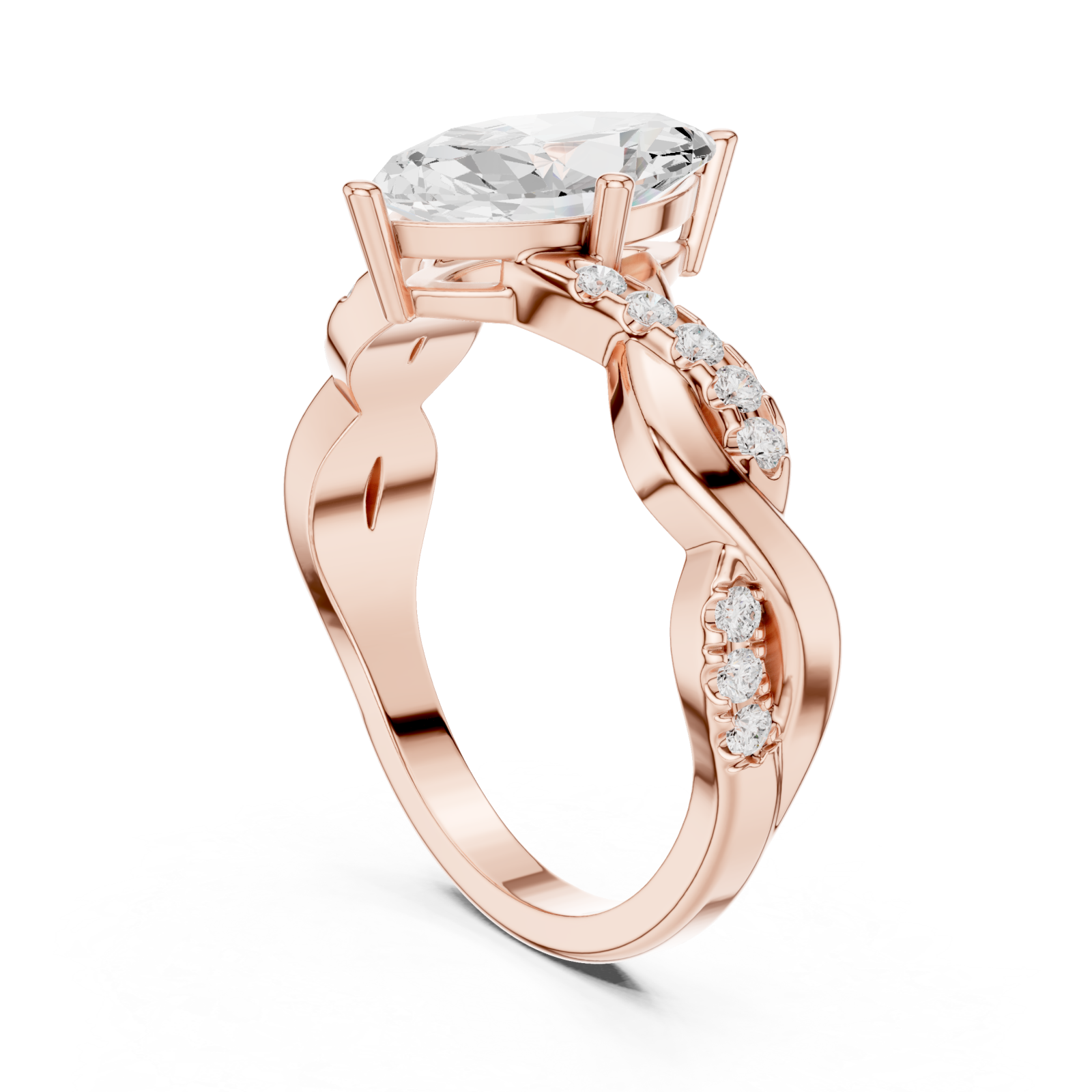  Rose Gold Radiant Marquise Elegance Ring Left View