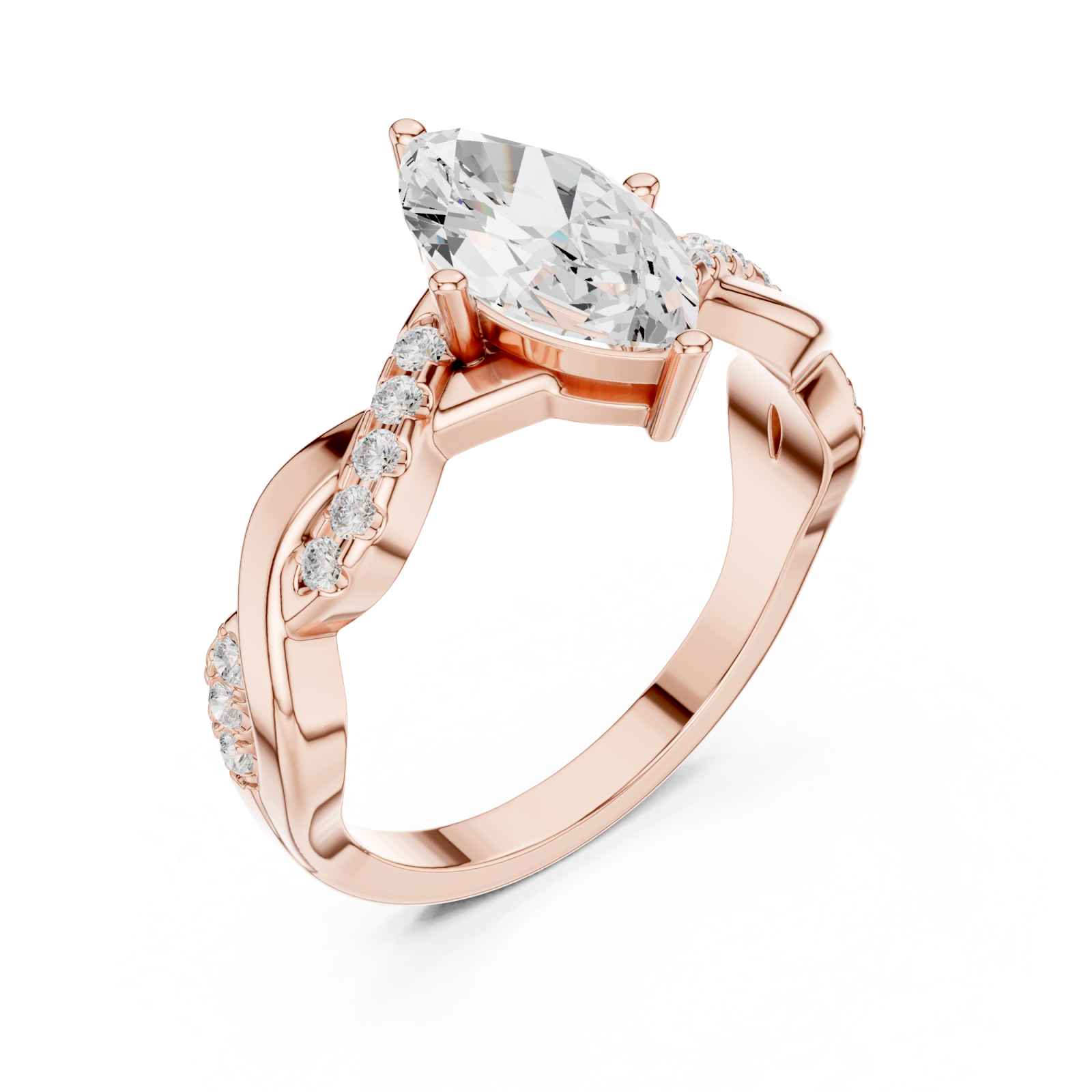 Rose Gold Radiant Marquise Elegance Ring Right View