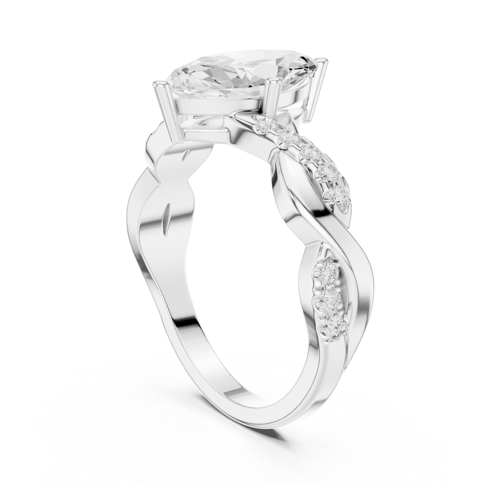  White Gold Radiant Marquise Elegance Ring Left View
