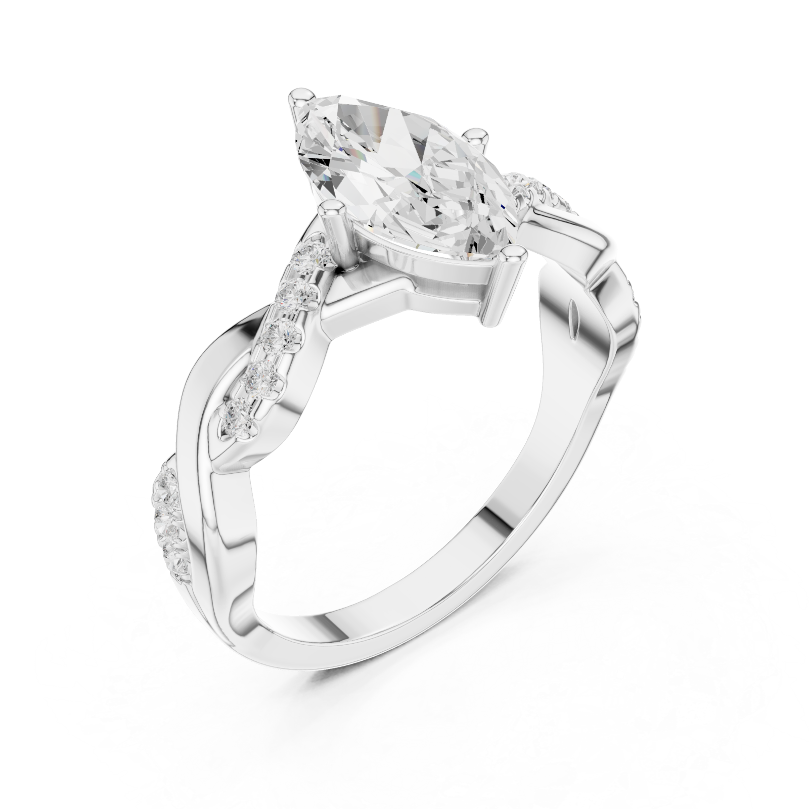  White Gold Radiant Marquise Elegance Ring Right View