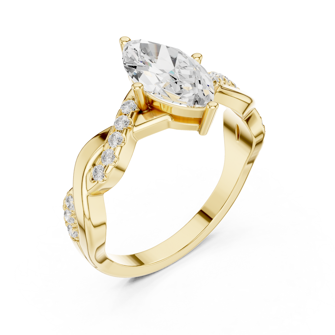 Gold Radiant Marquise Elegance Ring Right View