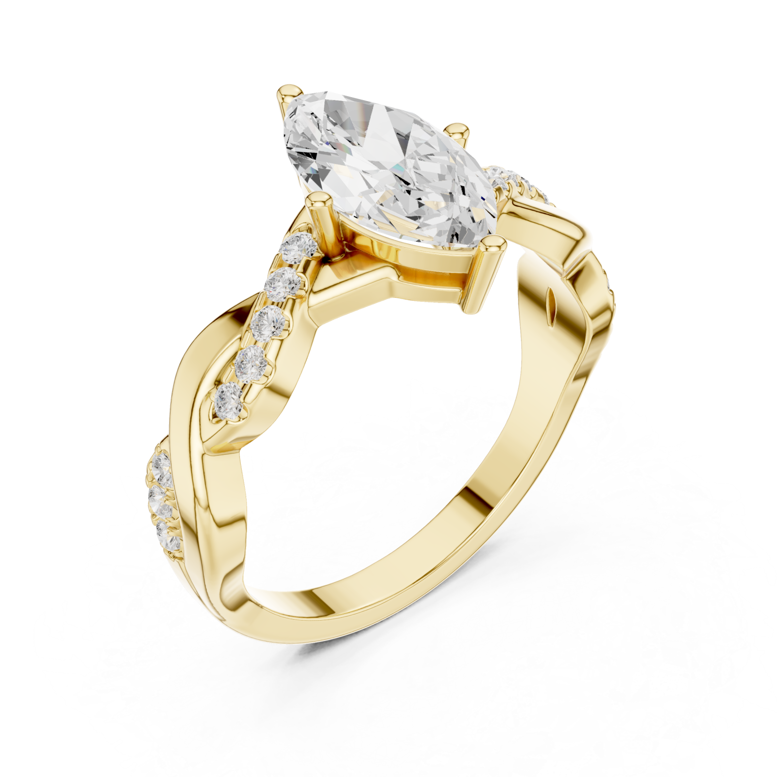 Gold Radiant Marquise Elegance Ring Right View