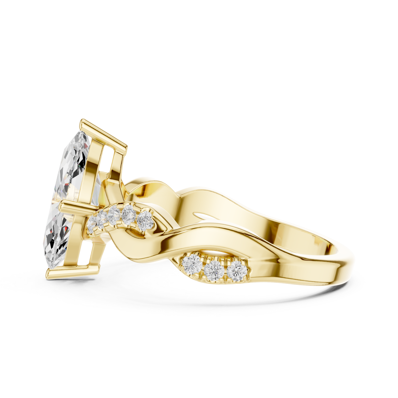  Gold Radiant Marquise Elegance Ring Side View