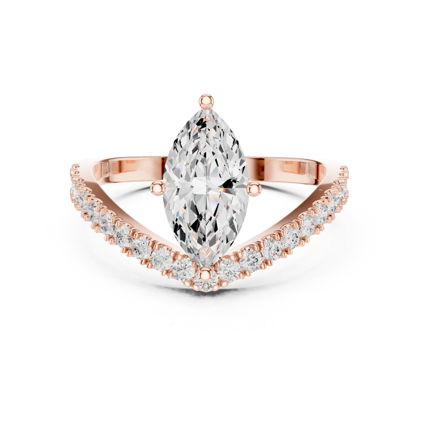  Rose Gold Celestia Whisper Solitaire Ring Front View