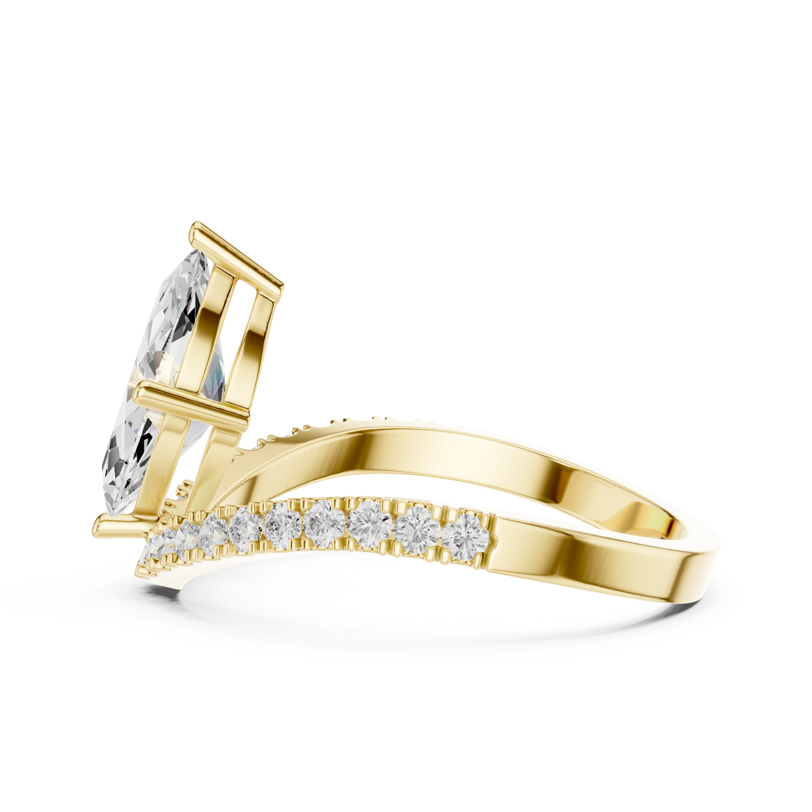  Gold Celestia Whisper Solitaire Ring Side View