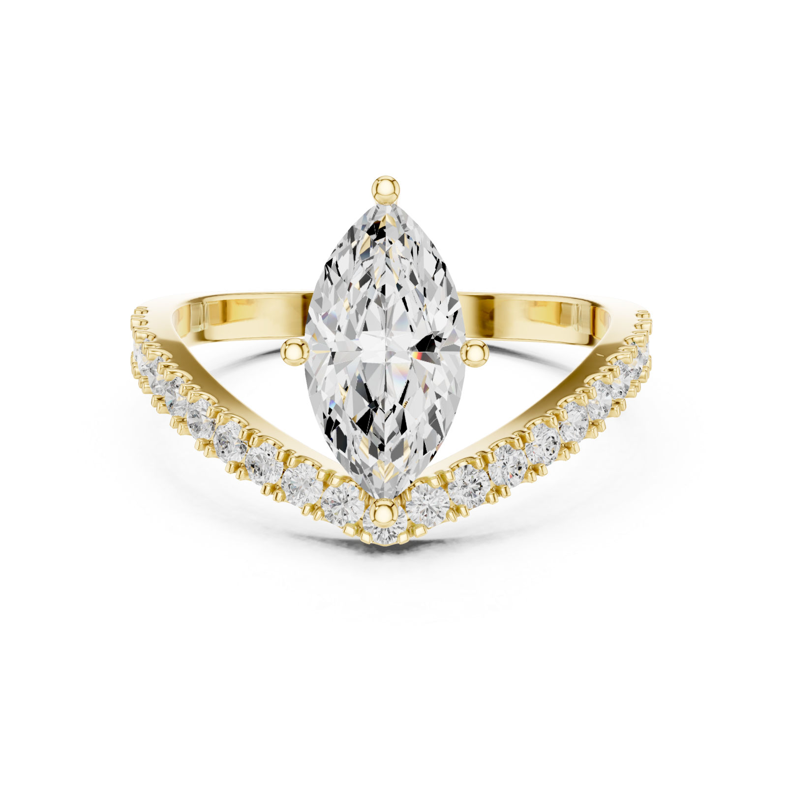  Gold Celestia Whisper Solitaire Ring Front View